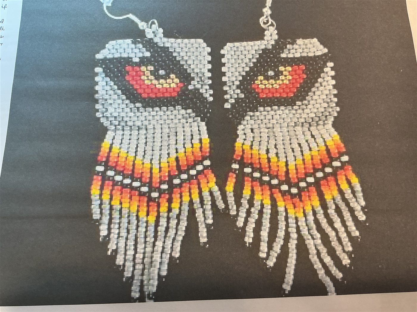 Santa-inspired handmade beaded fringe earrings